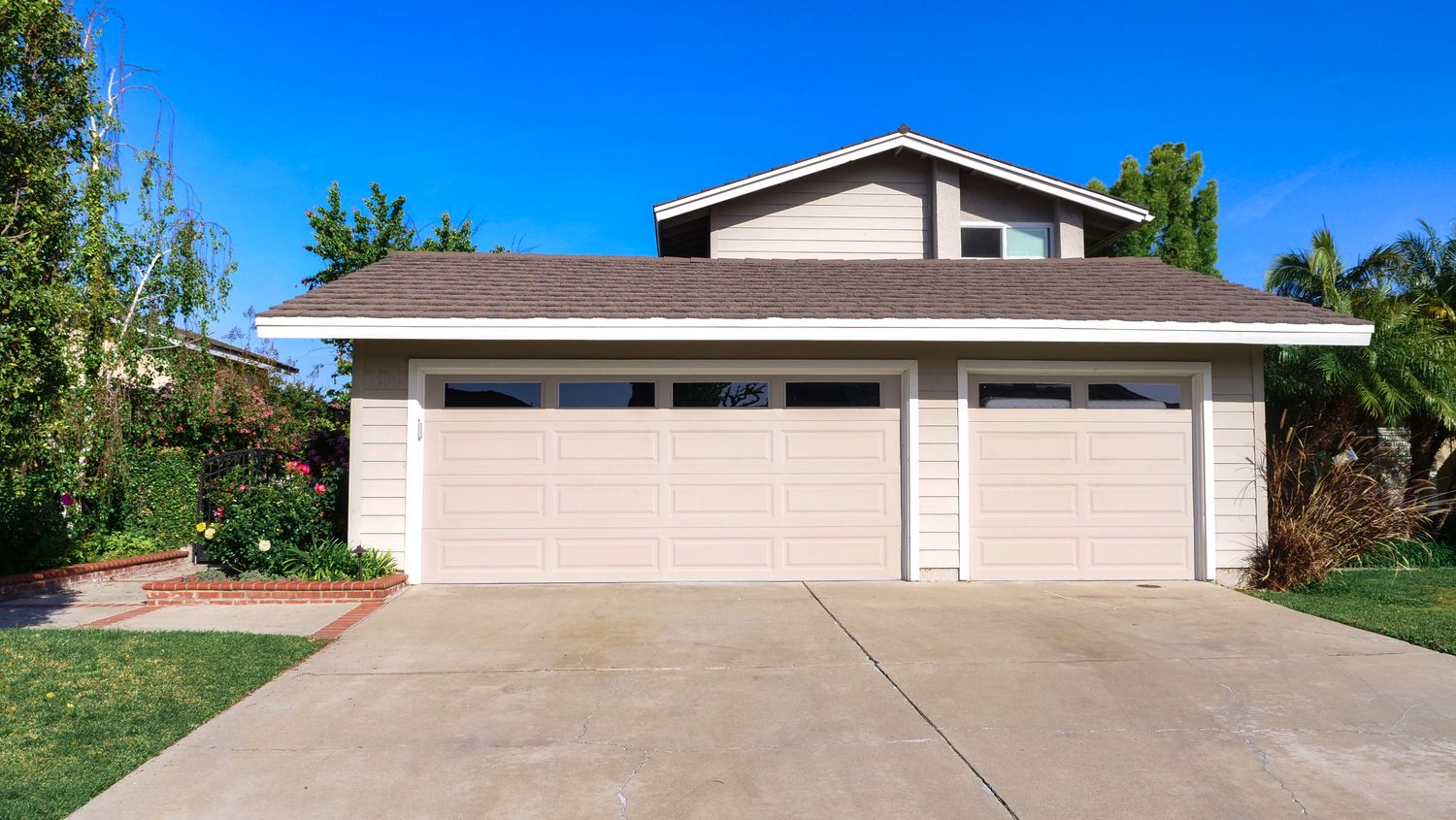 A landscaped suburban home